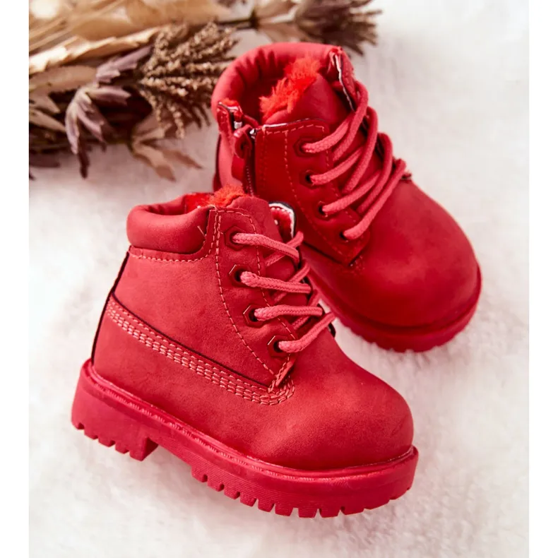 FR1 Bottes de Trappeur Chaudes pour Enfants Rouge Dexter