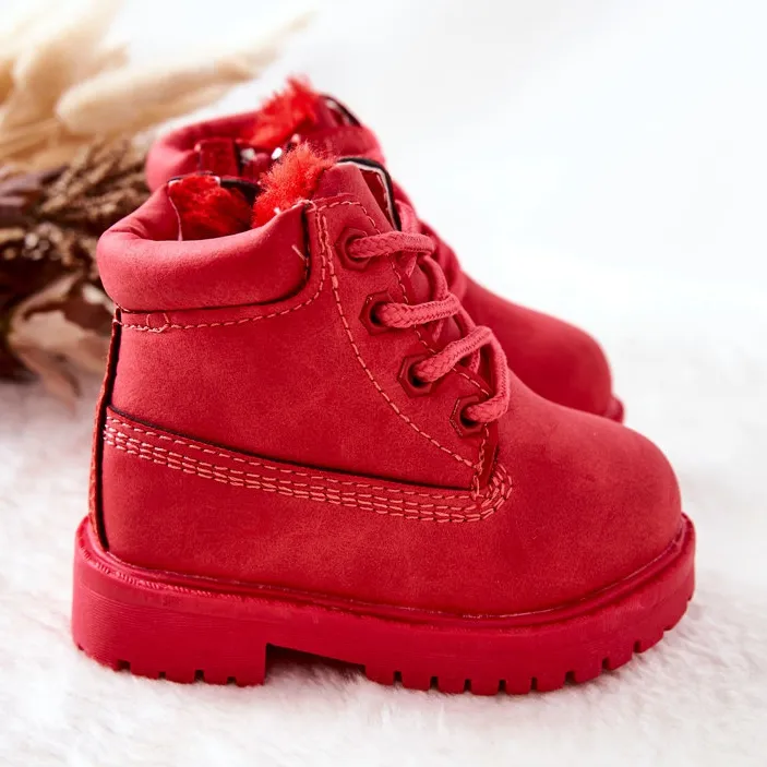 FR1 Bottes de Trappeur Chaudes pour Enfants Rouge Dexter