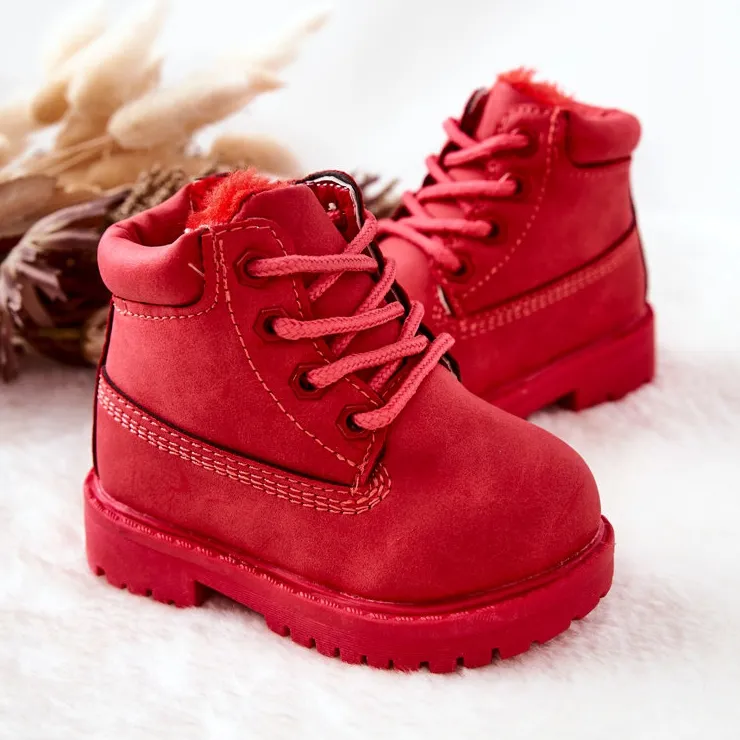 FR1 Bottes de Trappeur Chaudes pour Enfants Rouge Dexter