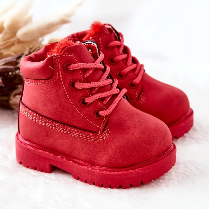 FR1 Bottes de Trappeur Chaudes pour Enfants Rouge Dexter