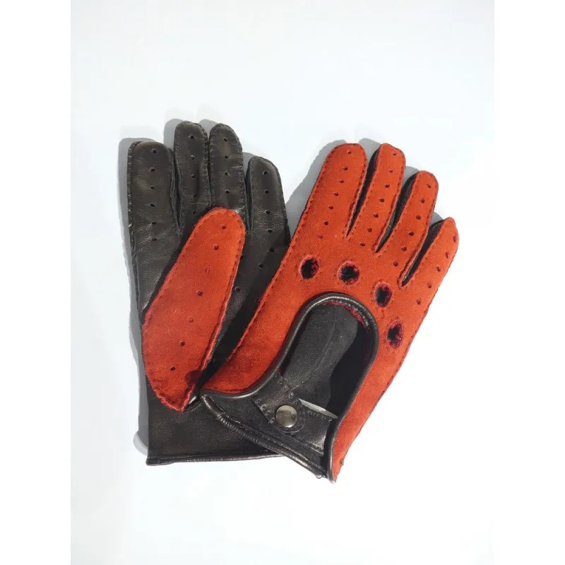 Gants femme mouton retourné rouge