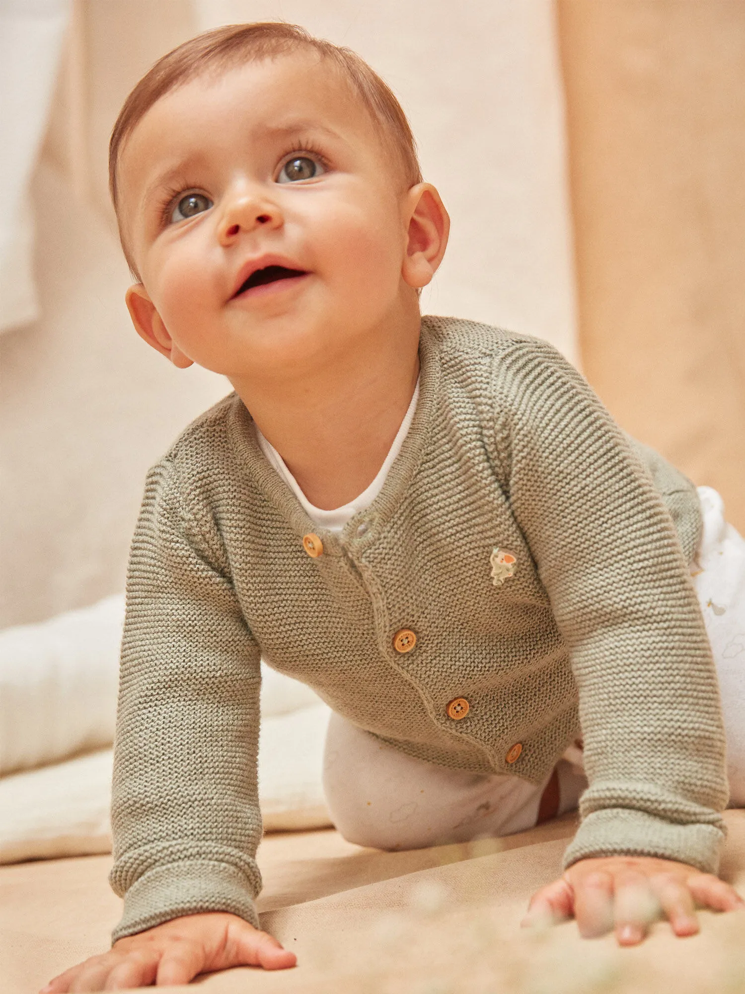 Gilet bébé en laine et coton