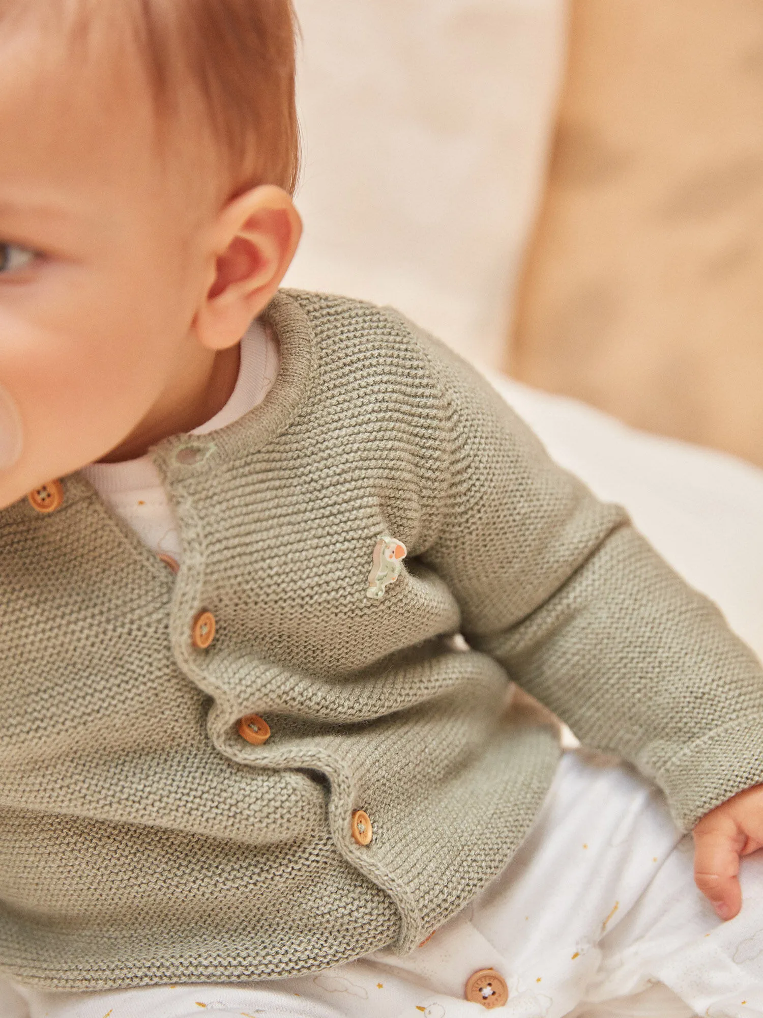 Gilet bébé en laine et coton