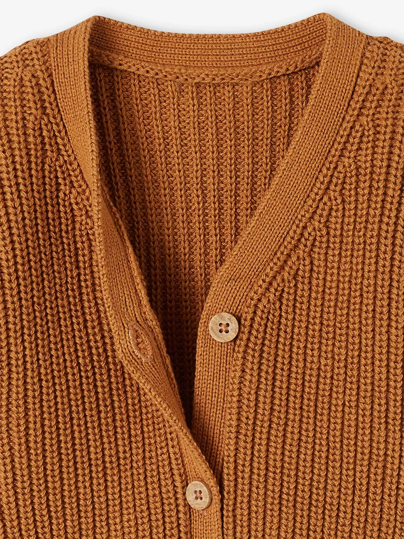 Gilet col V bébé en maille perlée caramel - Vertbaudet