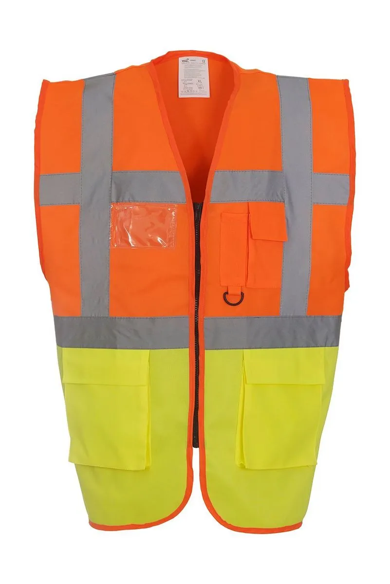 Gilet de sécurité zippé - haute visibilité - orange et jaune - HVW801 