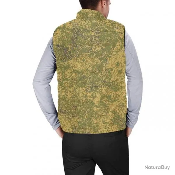 Gilet matelassé type doudoune sans manches avec col montant camouflage russe EMR digital flora arid