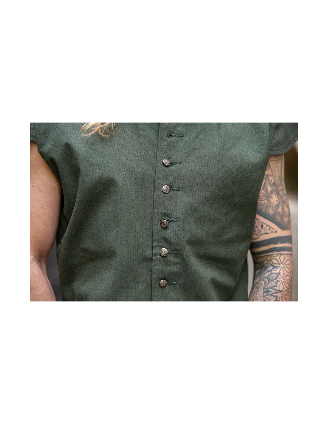 Gilet Renaissance classique modèle Charles, coloris vert ⚔️ Boutique Épées