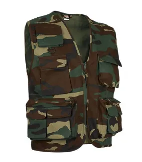 Gilet reporter multipoches sans manches - SAFARI vert camo army