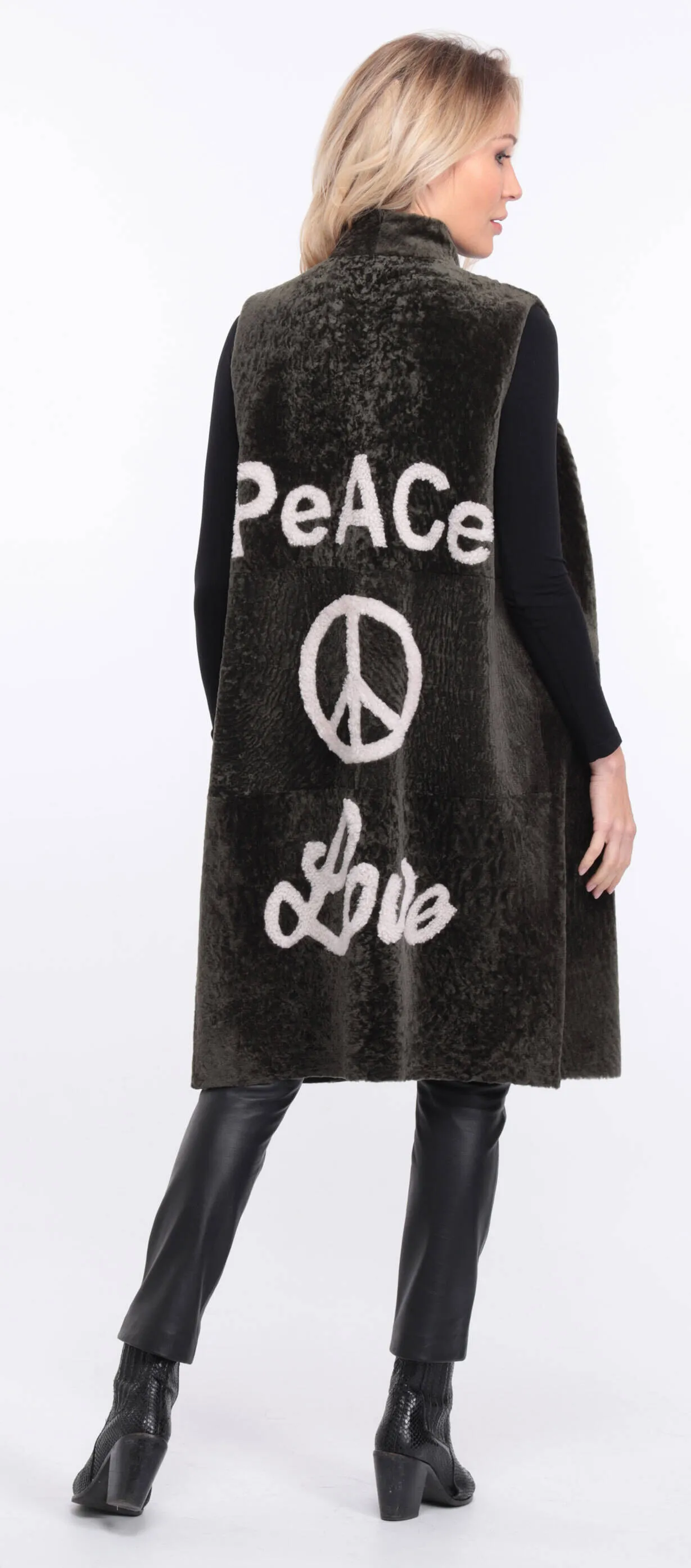 Gilet sans manches mouton peace and love