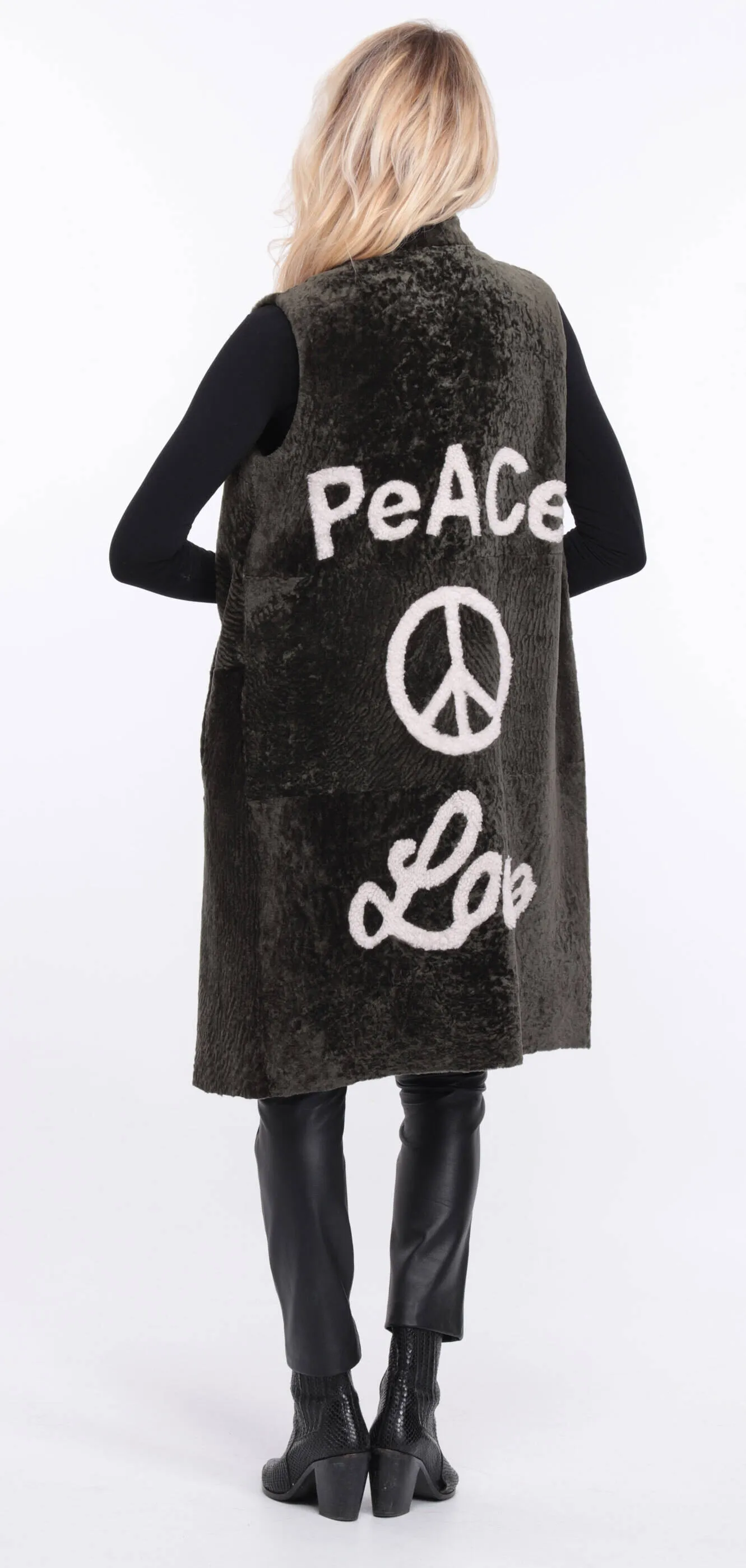 Gilet sans manches mouton peace and love