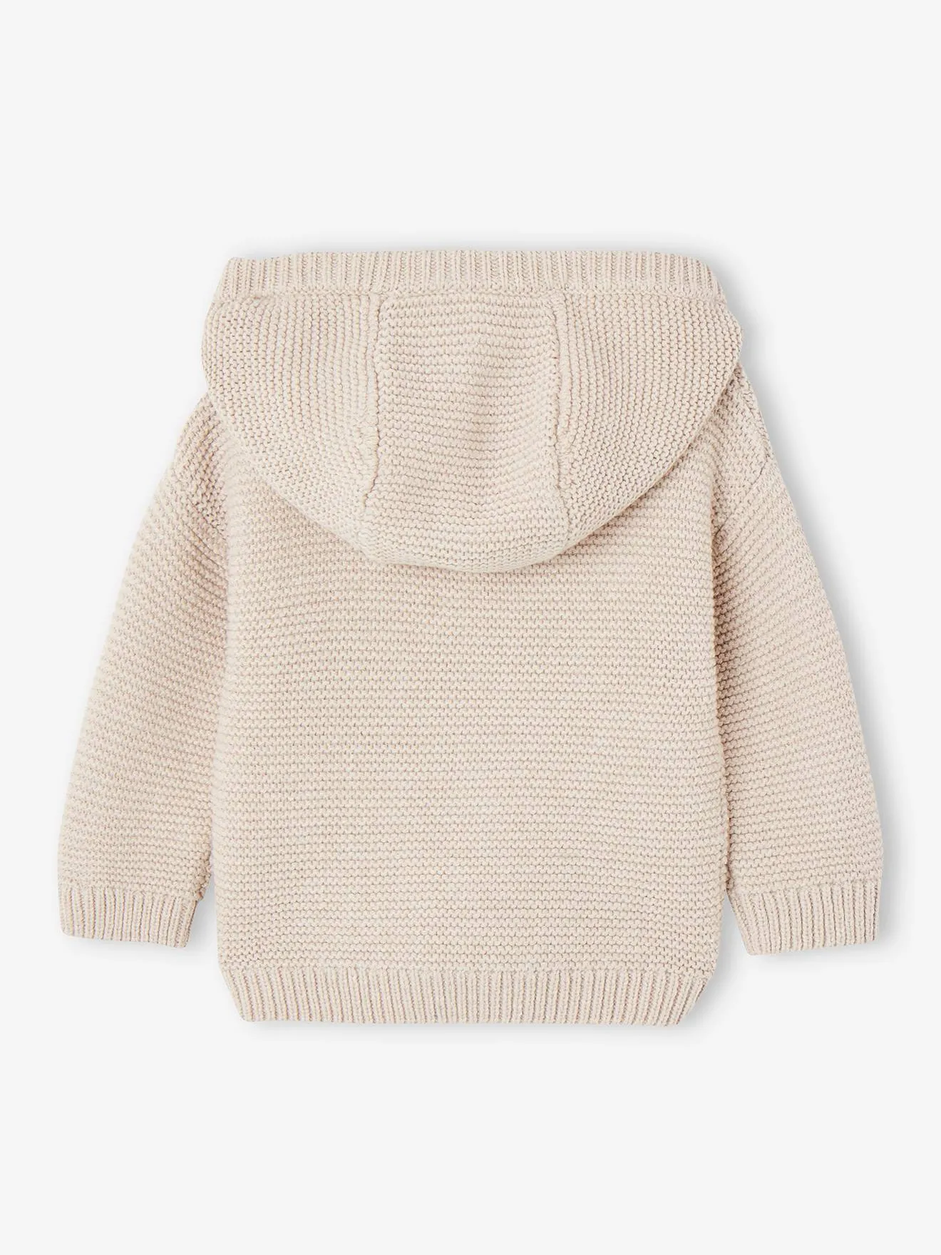 Gilet à capuche zippé en tricot bébé beige chiné - Vertbaudet