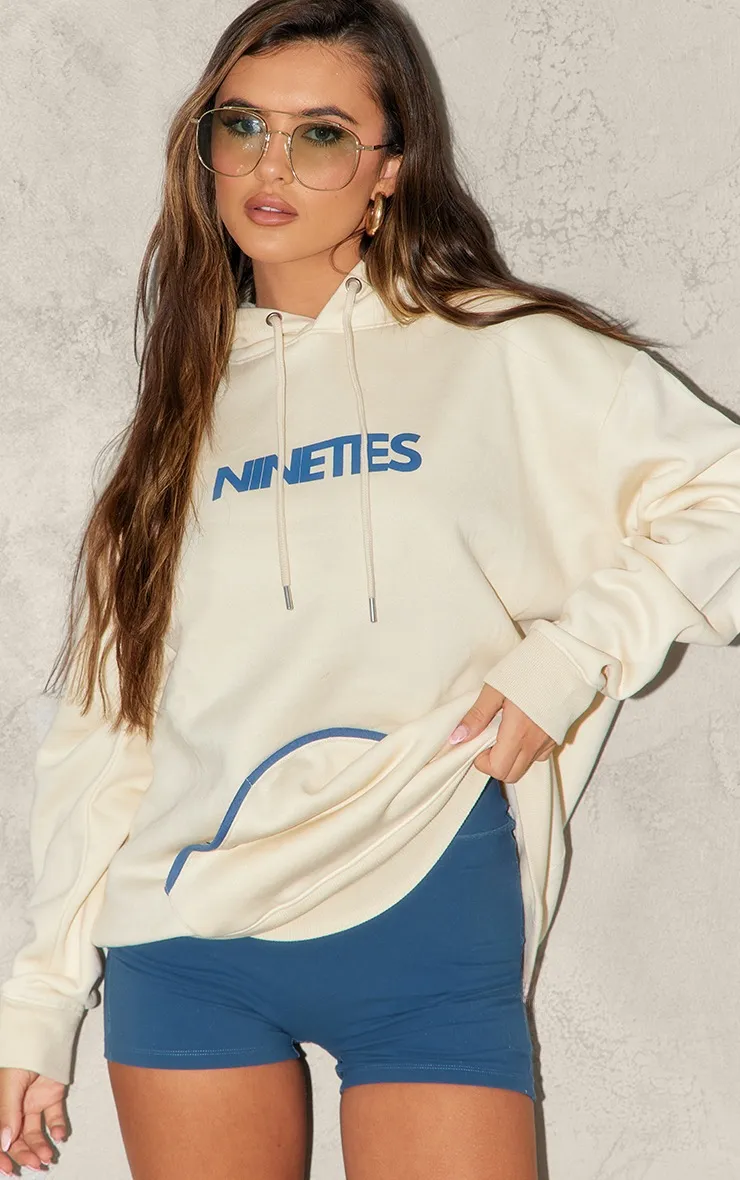 Hoodie gris pierre à slogan nineties et détail poche