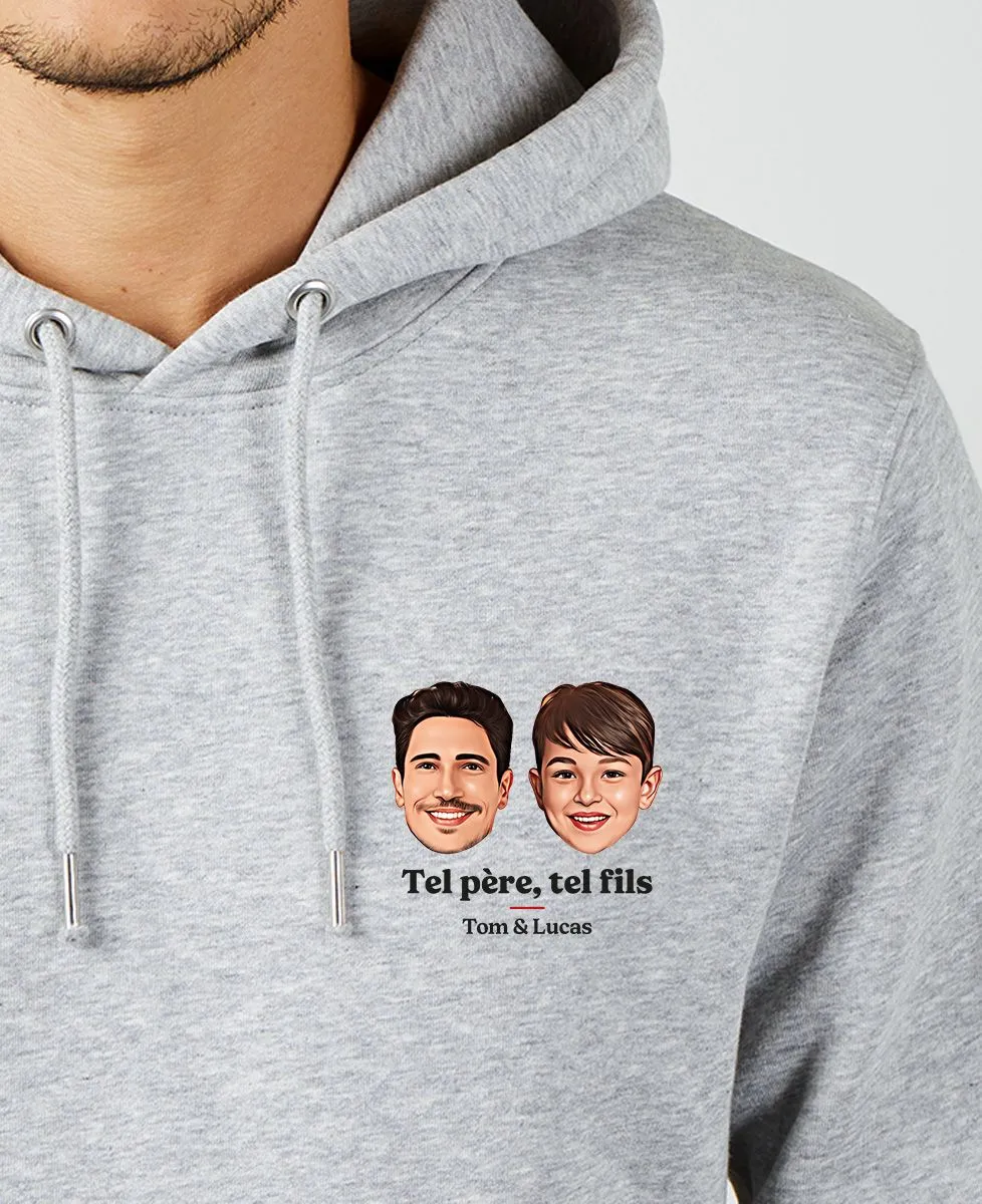 Hoodie homme Tel père tel fils visages personnalisé