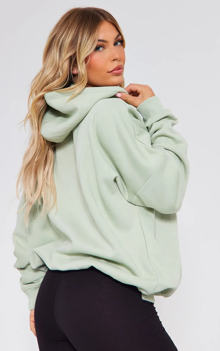 Hoodie oversize vert sauge à slogan Authentic Style imprimé