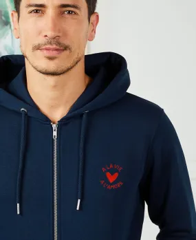 Hoodie zippé homme A la vie a l'amore