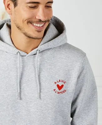 Hoodie zippé homme A la vie a l'amore