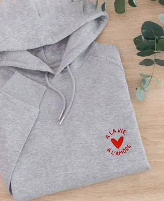 Hoodie zippé homme A la vie a l'amore