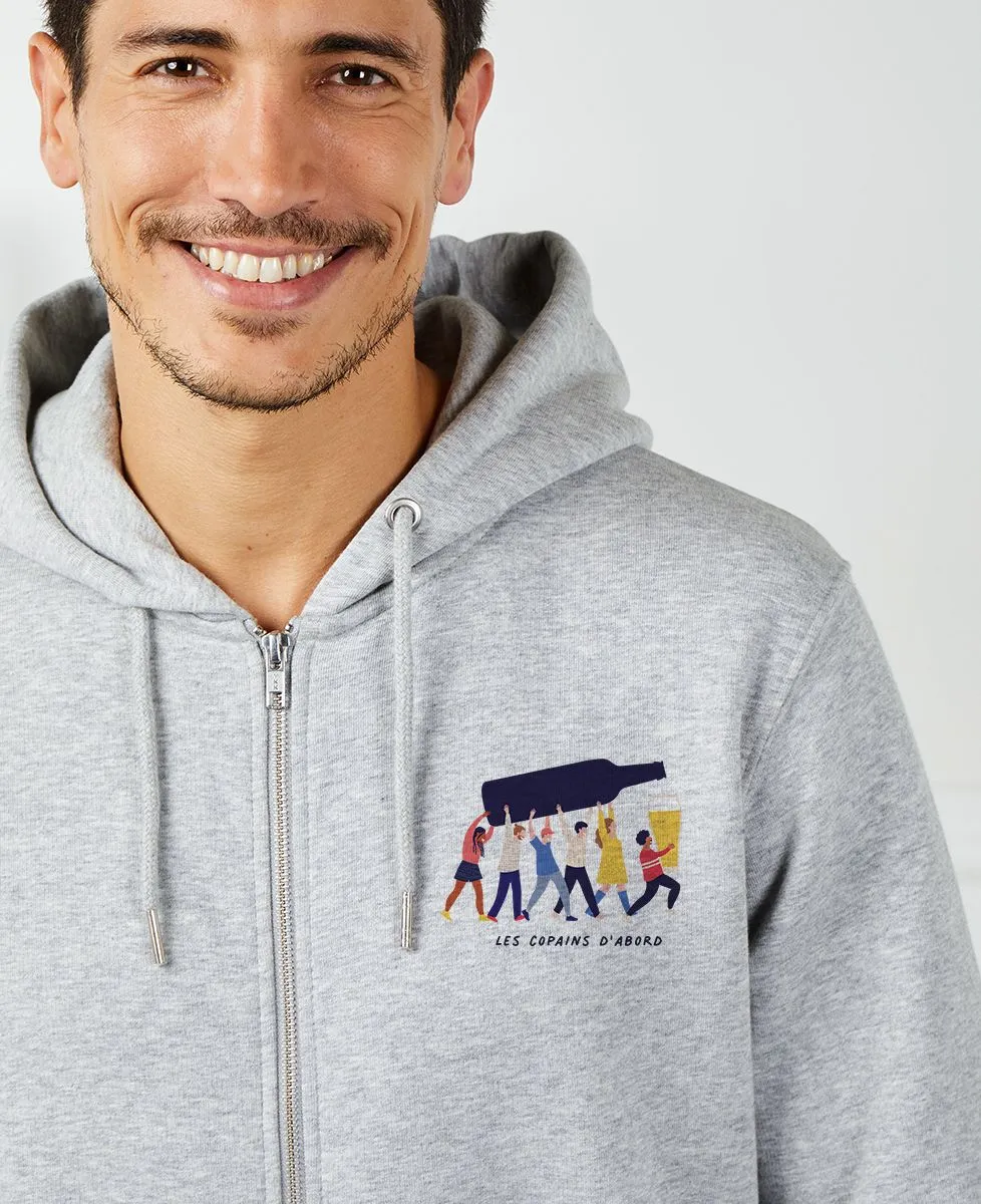 Hoodie zippé homme Copains d'apéro personnalisé