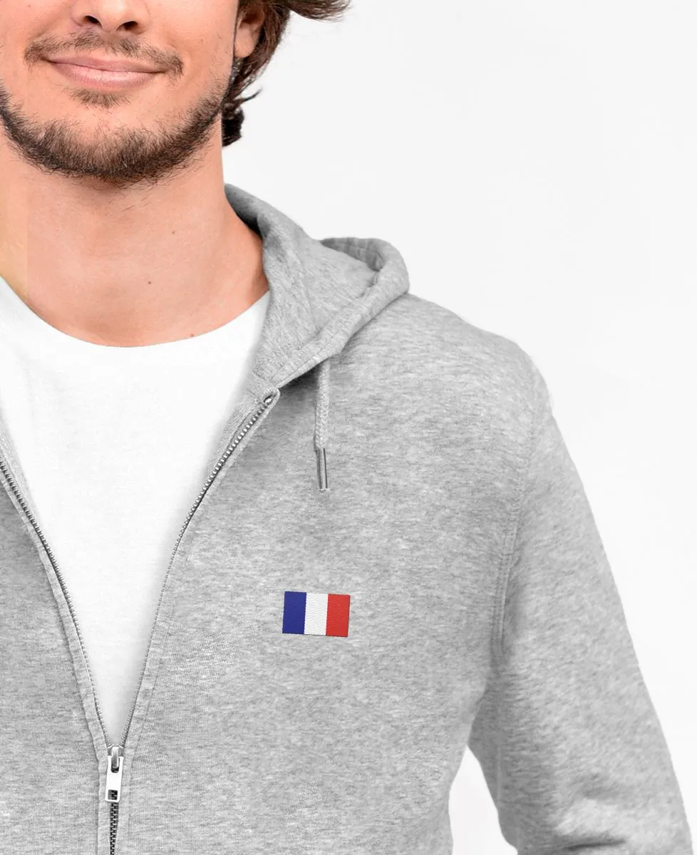 Hoodie zippé homme Drapeau brodé personnalisé