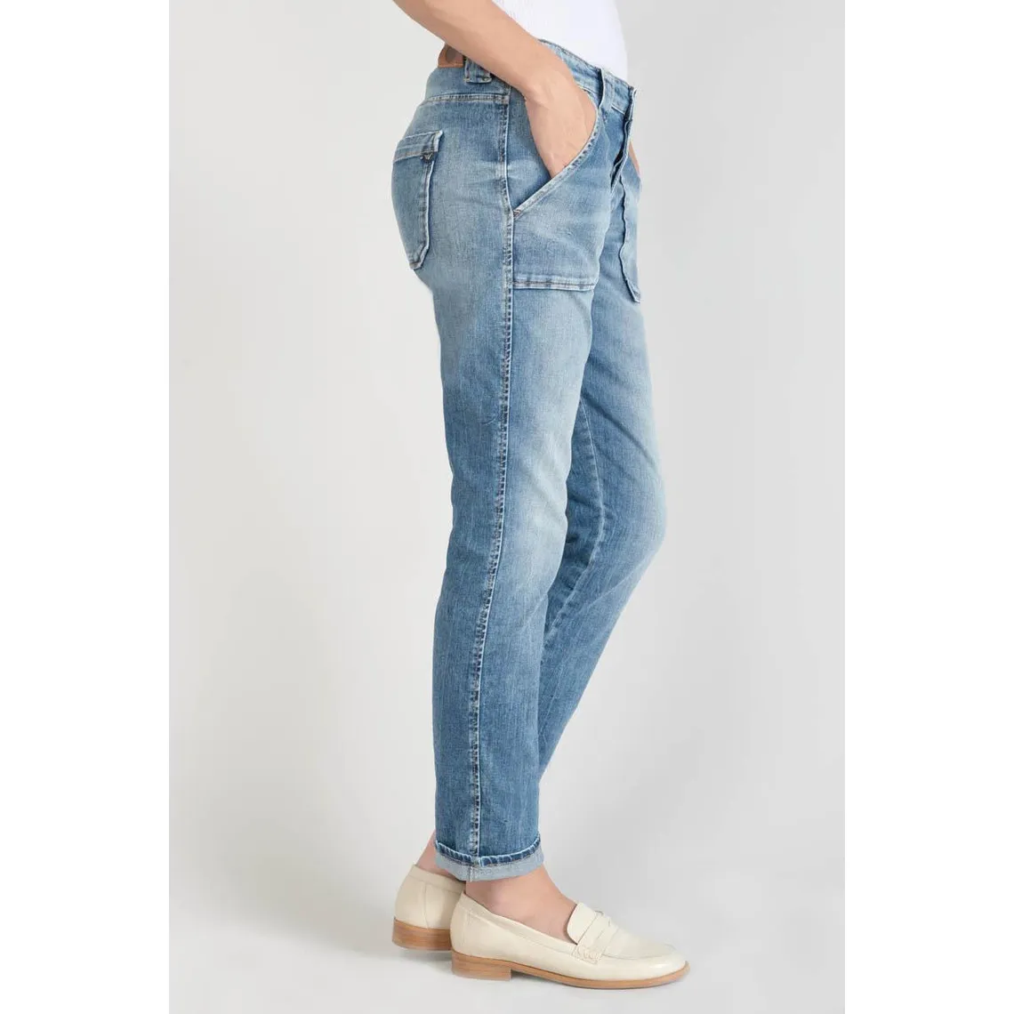 Jeans boyfit 200/43, 7/8ème bleu en coton Kara | 3 Suisses