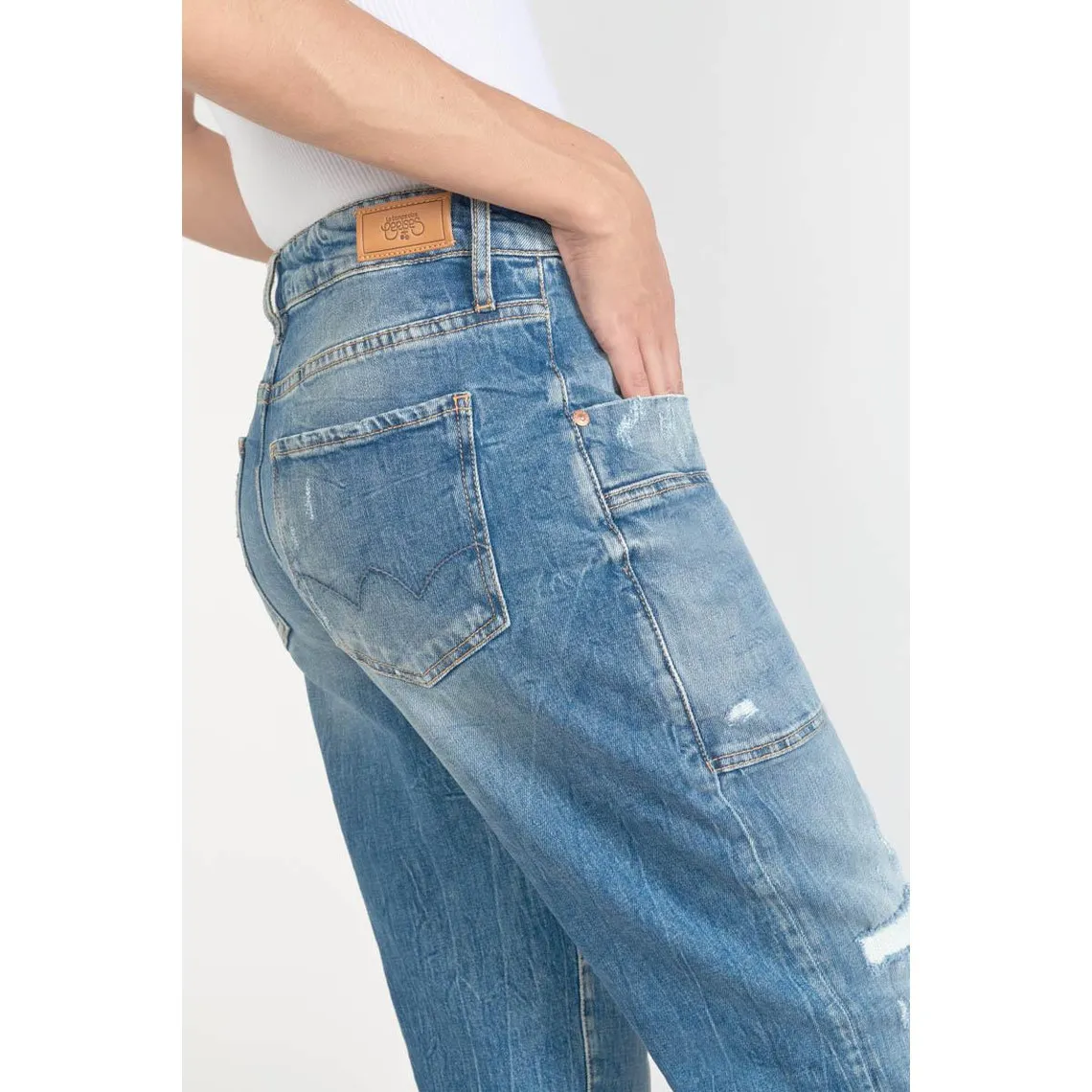 Jeans boyfit COSYPOCK, 7/8ème bleu en coton | 3 Suisses