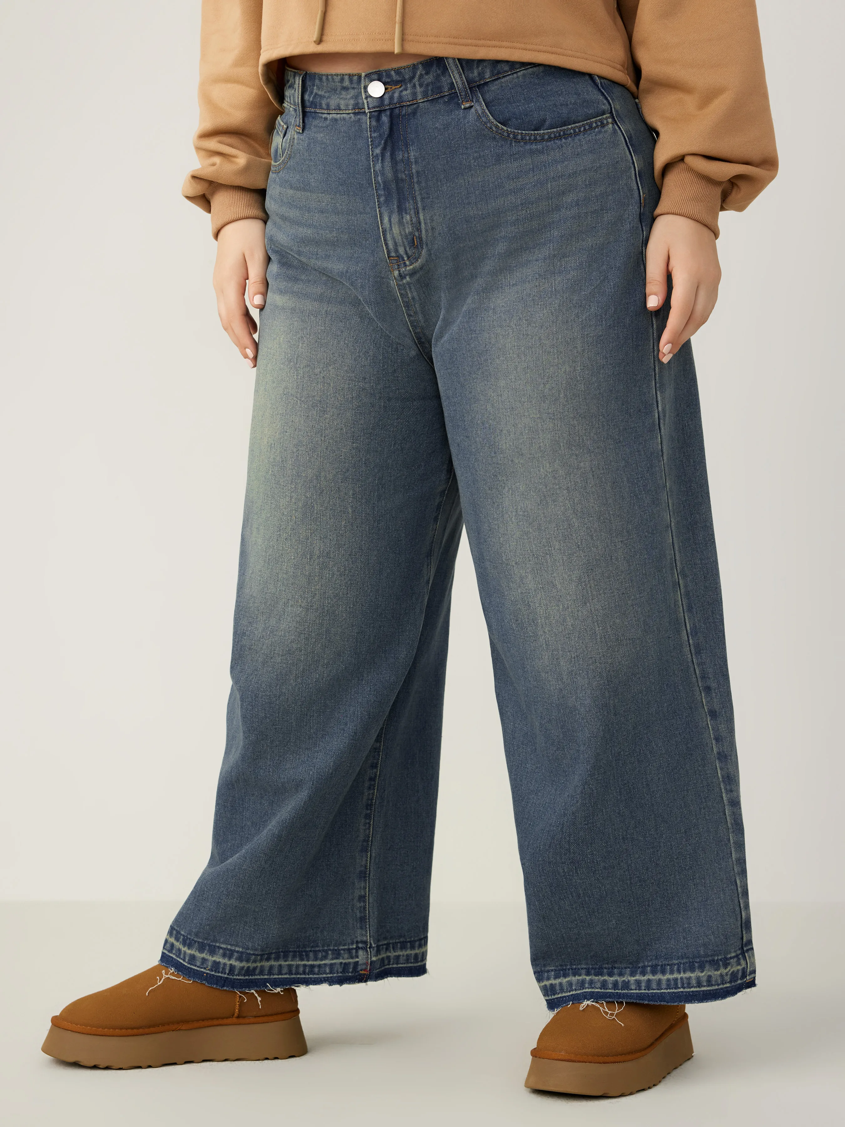  Jeans en Denim Taille Moyenne Jambe Droite Curve & Plus