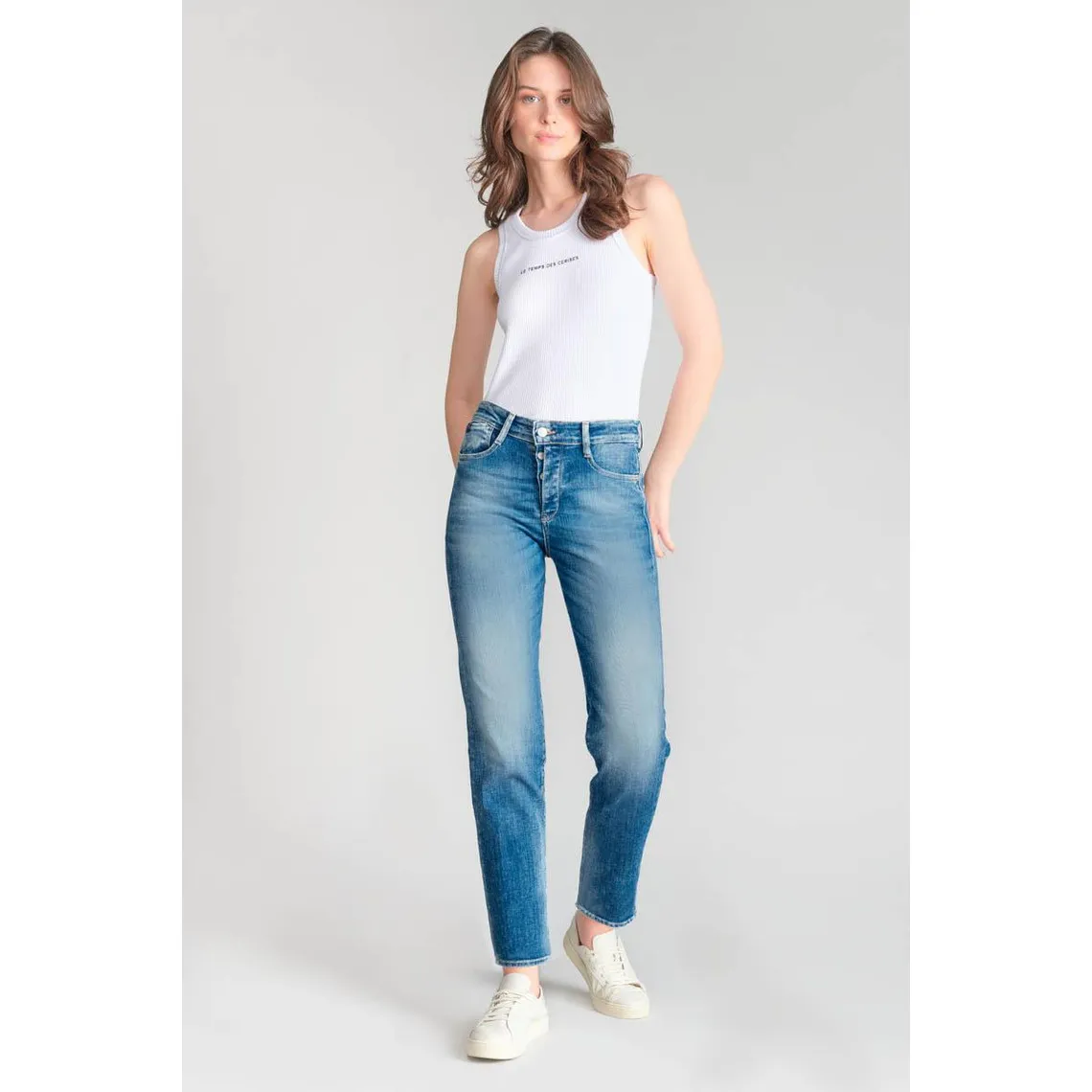 Jeans mom 400/17, 7/8ème bleu en coton Kaye | 3 Suisses