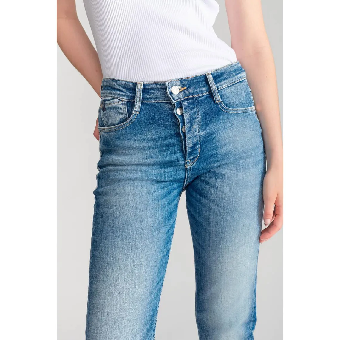 Jeans mom 400/17, 7/8ème bleu en coton Kaye | 3 Suisses