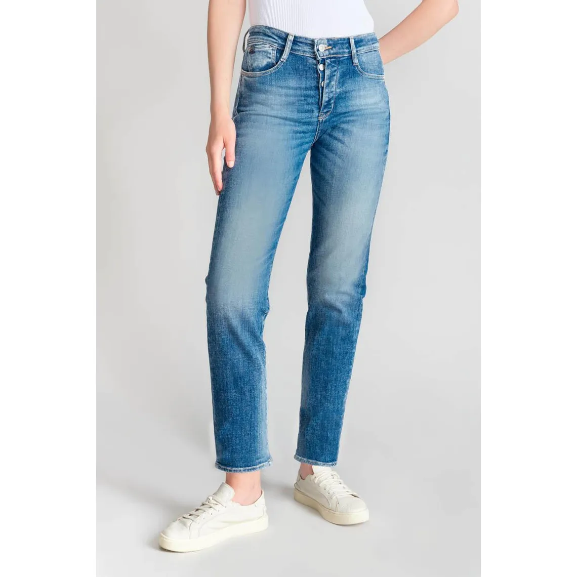 Jeans mom 400/17, 7/8ème bleu en coton Kaye | 3 Suisses