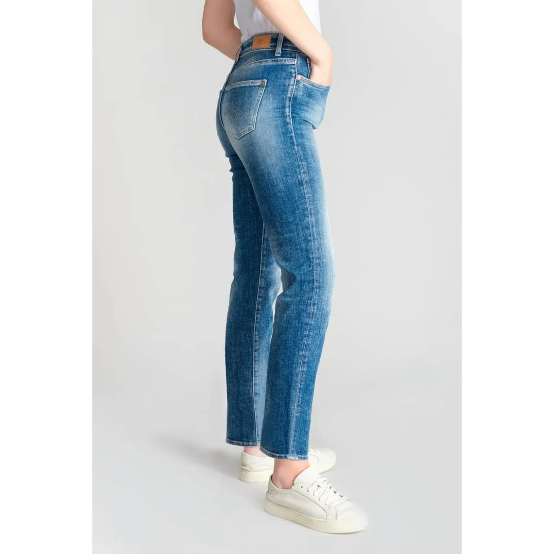 Jeans mom 400/17, 7/8ème bleu en coton Kaye | 3 Suisses