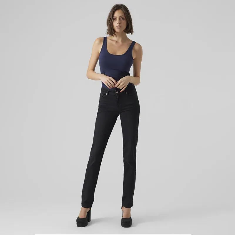 Jeans stretch noir brut regular Femme VERO MODA à prix dégriffé ! | 