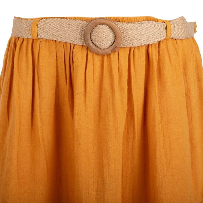 Jupe longue 100% coton avec ceinture philia orange Femme LA PETITE 