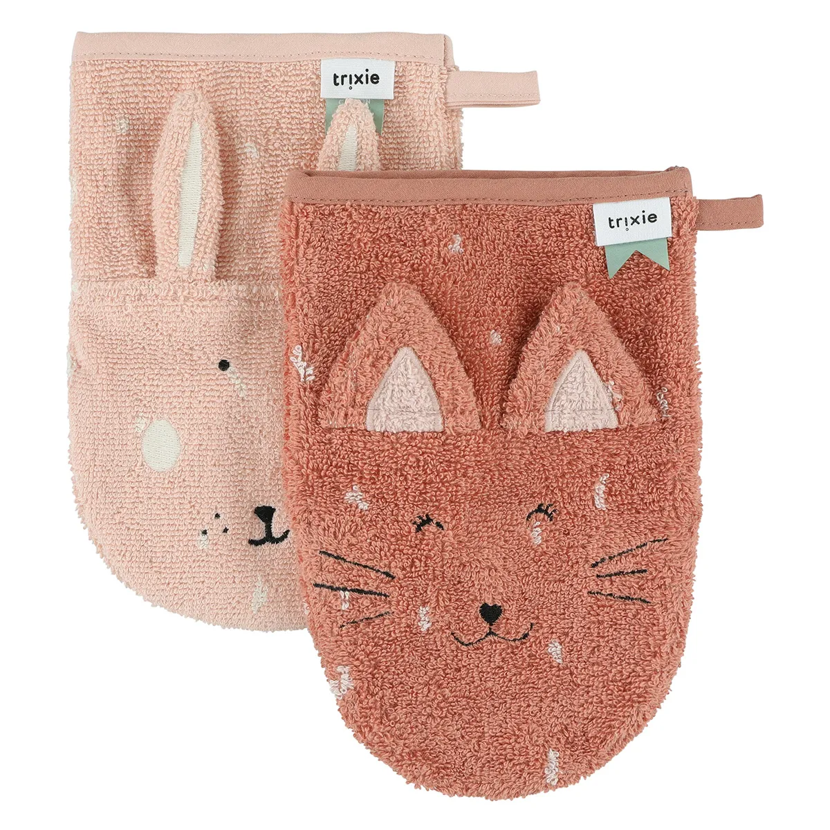 Lot de 2 Gants de Toilette - Mrs. Cat & Mrs. Rabbit