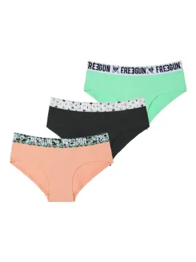 Lot de 3 boxers fille en coton Freegun - Vert