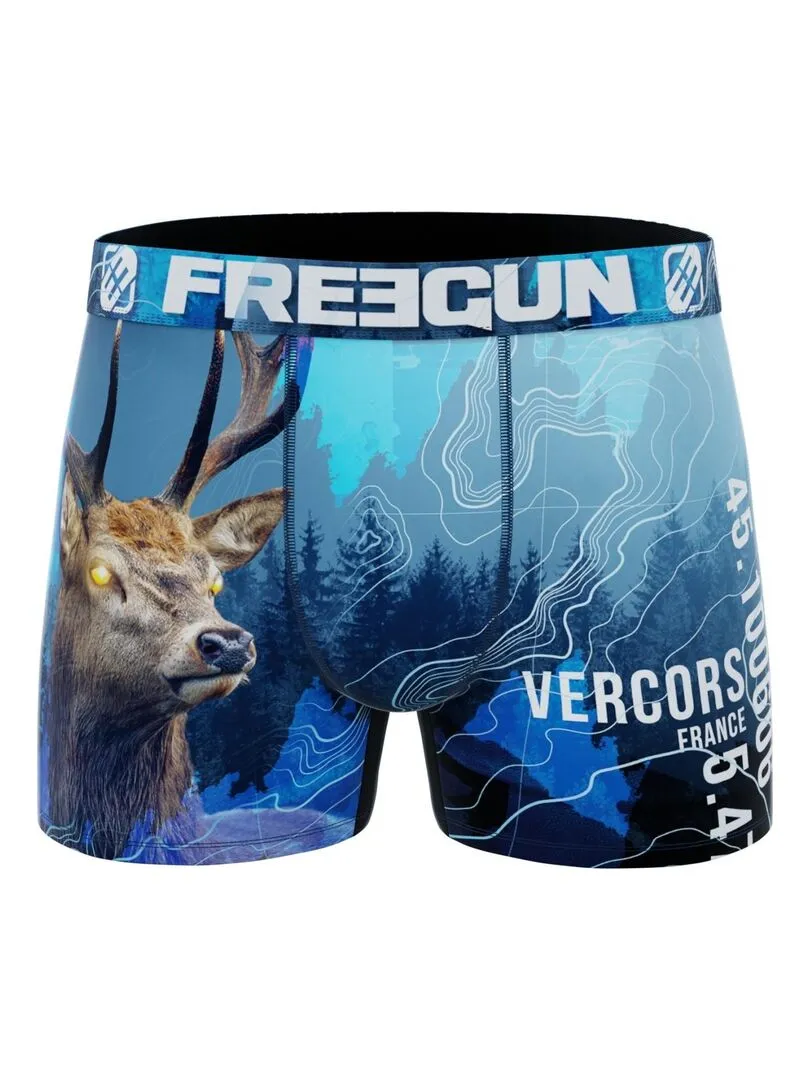 Lot de 6 Boxers homme en polyester recyclé Animal Savage Freegun - Rouge