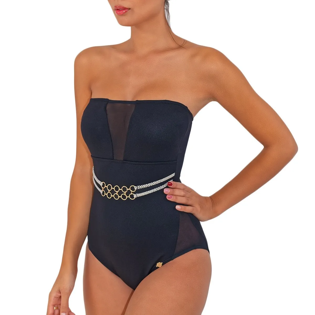 Maillot 1 pièce bustier Swag noir de Sun Playa