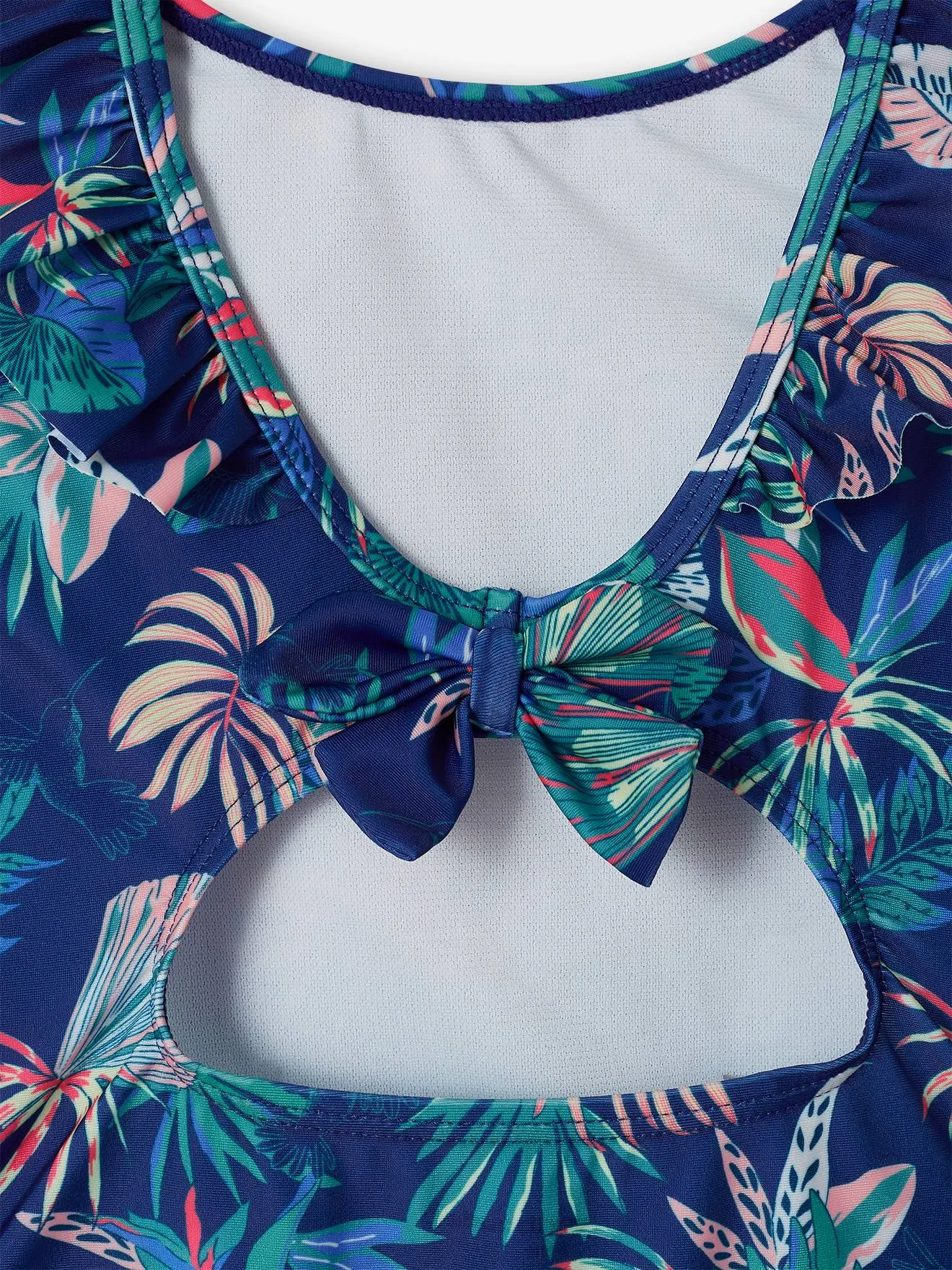 Maillot de bain 1 pièce imprimé tropical fille marine - Vertbaudet