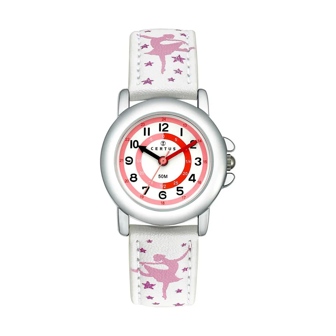 Montre Fille Certus 647614 -  Bracelet Cuir Blanc avec Motifs Danseuses  | 3 Suisses