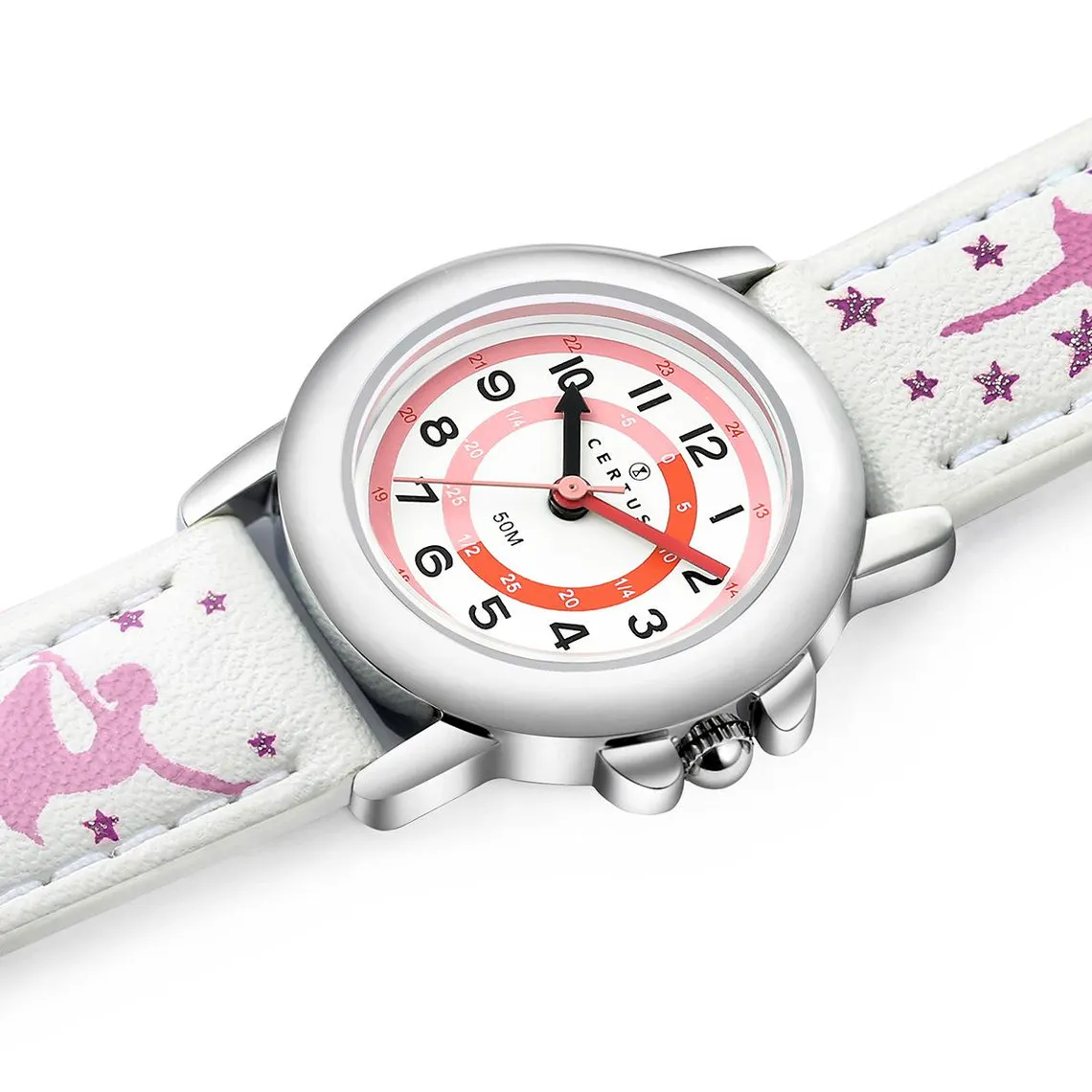 Montre Fille Certus 647614 -  Bracelet Cuir Blanc avec Motifs Danseuses  | 3 Suisses