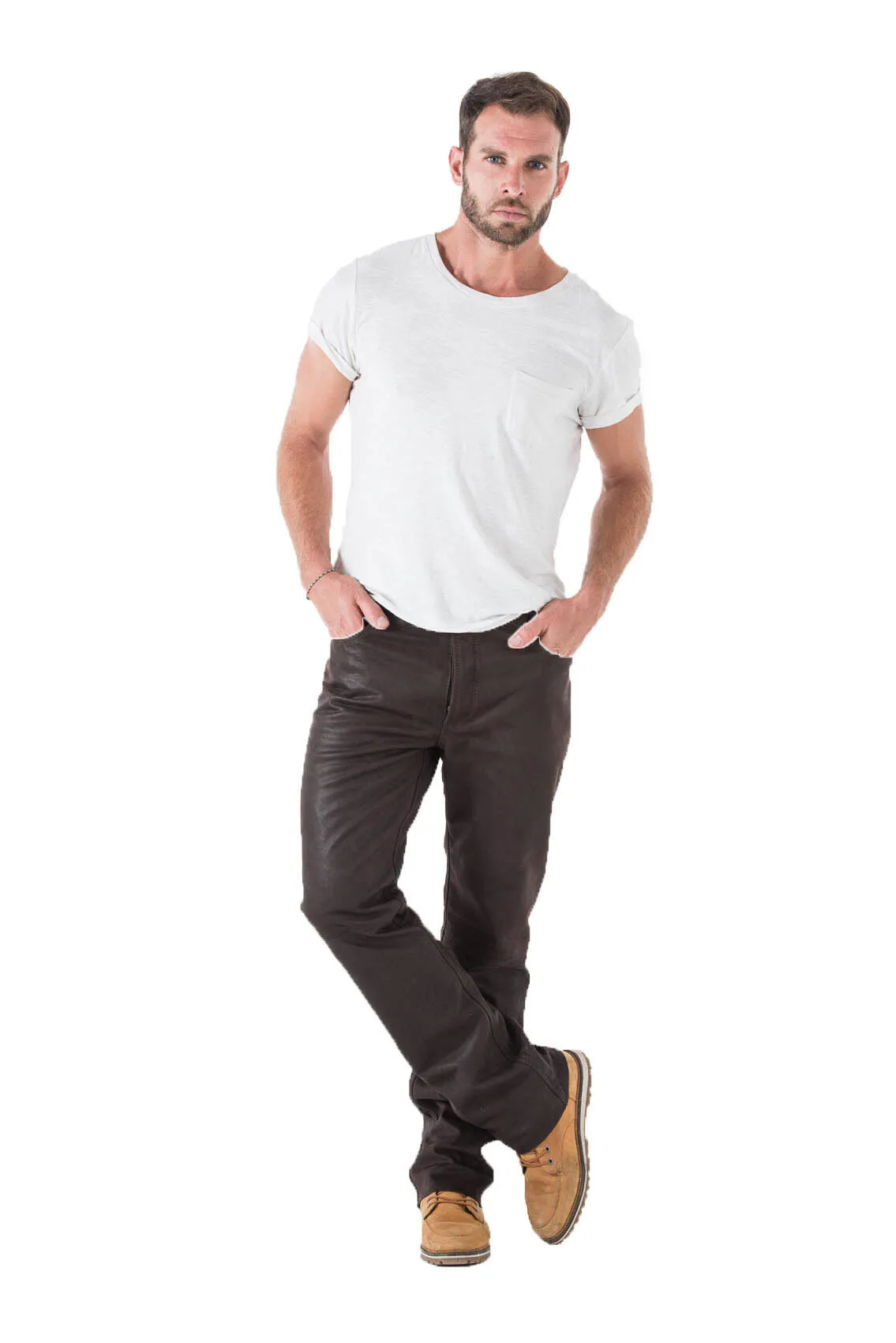 Pantalon cuir vachette timber homme coupe 501