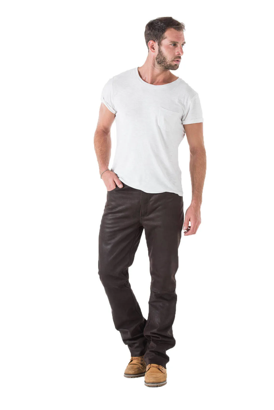 Pantalon cuir vachette timber homme coupe 501