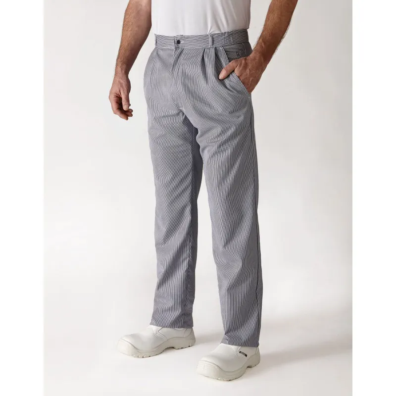 Pantalon cuisinier homme / femme rayé ROBUR ALIZE à ceinture respirante