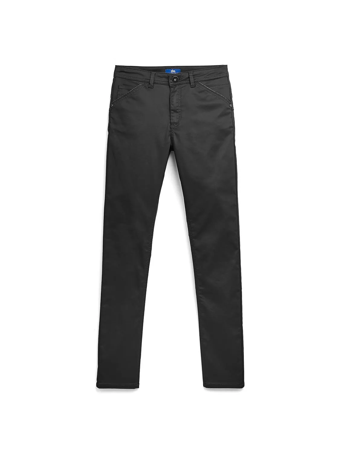 Pantalon Femme Mix Matières Enduit Noir tbs