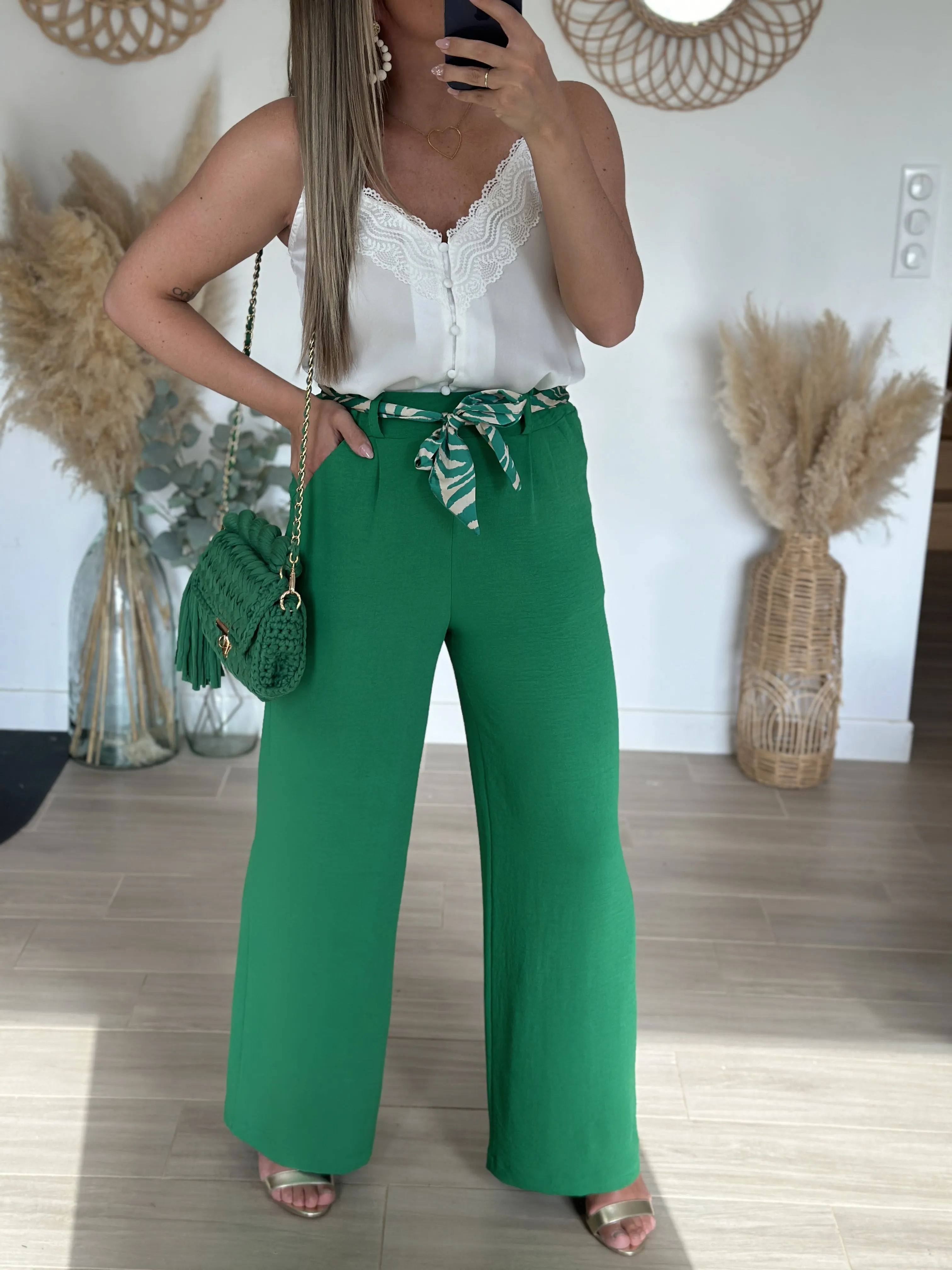 Pantalon JULIE Vert gazon ( Made in France )