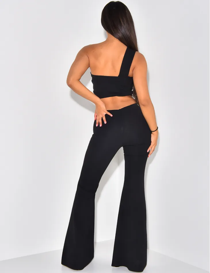 Pantalon patte d'eph et crop-top asymétrique / 46904 - JEANS INDUSTRY