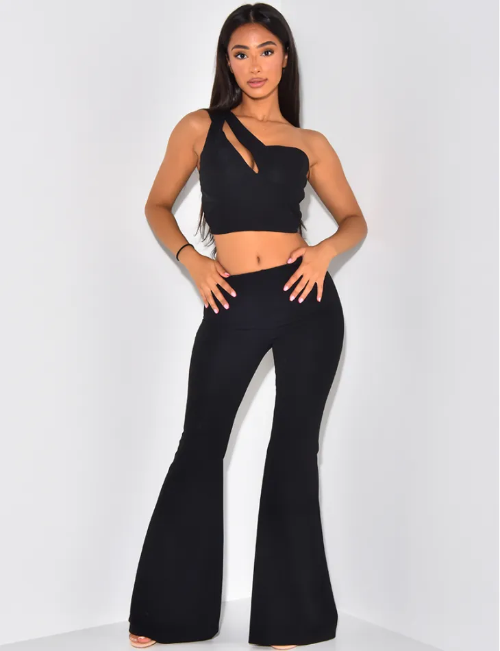 Pantalon patte d'eph et crop-top asymétrique / 46904 - JEANS INDUSTRY