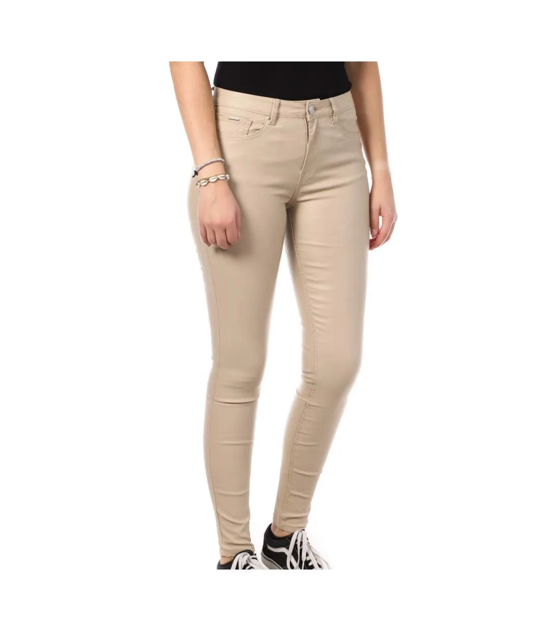 Pantalon skinny enduit Beige Monday Premium