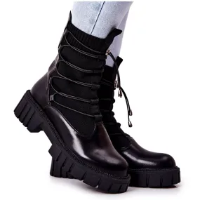 PL4 Bottes noires de travailleurs Connor avec une chaussette le noir