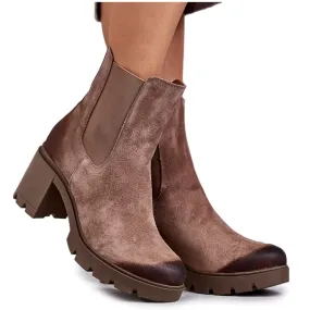 PL5 Bottes à plateforme en daim pour femmes Beige Martine