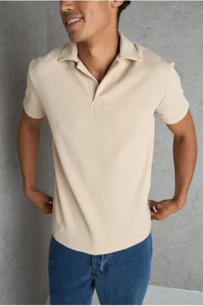 Polo basic beige texturé